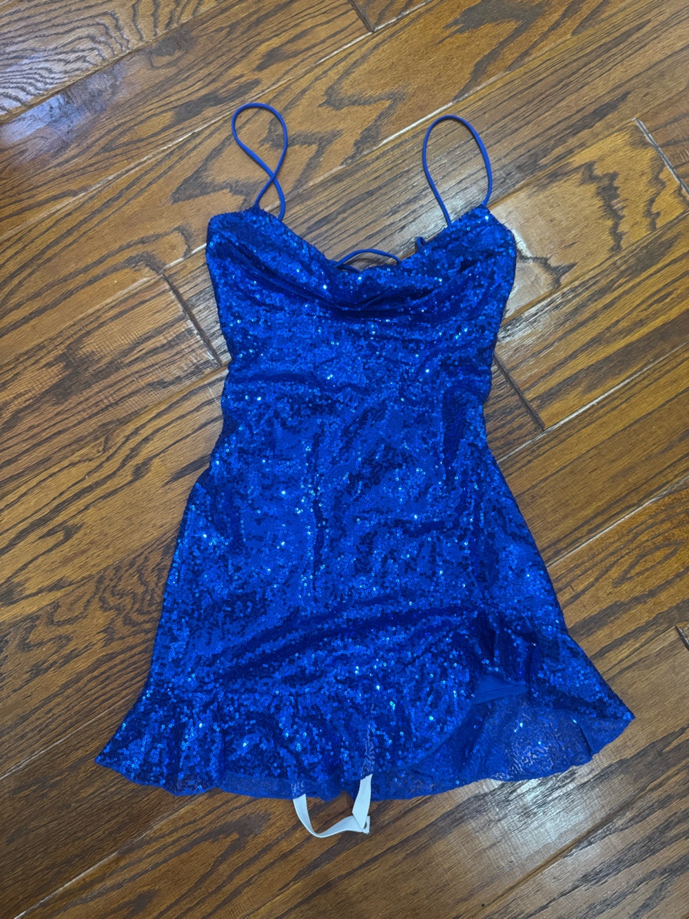 Lucy in the Sky Sequin Ruffled Slit Dress in Blue